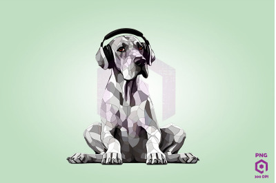 Great Dane Wearing Headphones