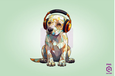 Labrador Retriever Wearing Headphones