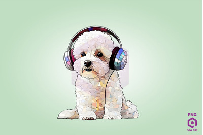 Poodle Wearing Headphones