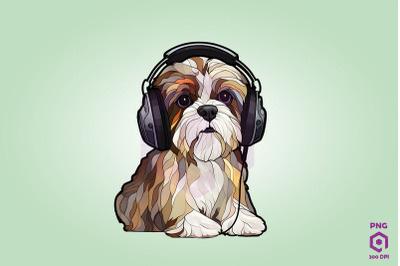 Shih Tzu Wearing Headphones