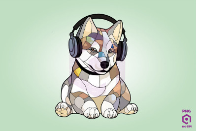 Siberian Husky Wearing Headphones