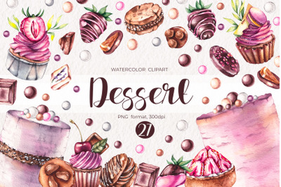 Watercolor Dessert/ Watercolor clipart PNG
