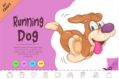 Cartoon Running Dog. Clipart.