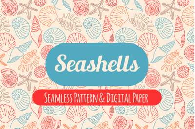 Seashells Summer Seamless Pattern &amp; Digital Paper