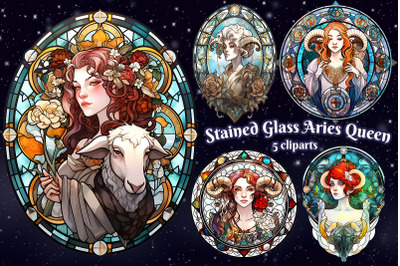 Stained Glass Aries Queen Sublimation