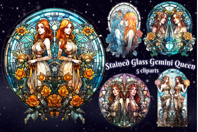 Stained Glass Gemini Queen Sublimation