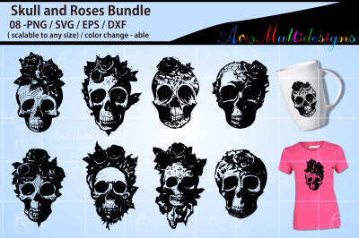 Skull and roses svg bundle