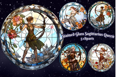Stained Glass Sagittarius Queen