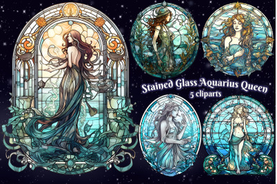 Stained Glass Aquarius Queen Sublimation