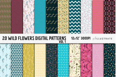 Wild Flowers Seamless Patterns | Spring Digital Paper