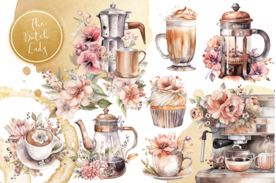Flower Barista Coffee Clipart Set