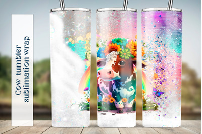 Cow tumbler sublimation png Rainbow tumbler wrap design