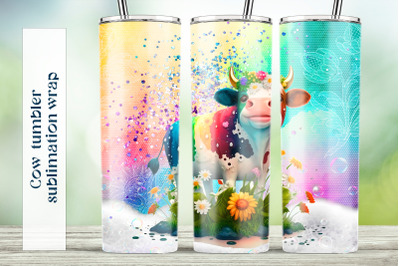 Cow tumbler sublimation png Rainbow tumbler wrap design