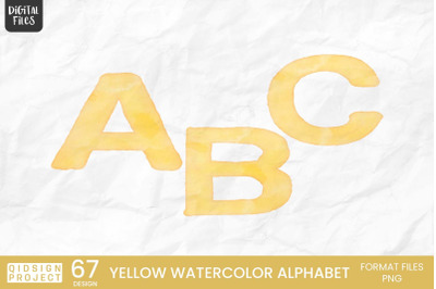 Yellow Watercolor Alphabet | Sublimation Alphabets
