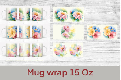 Mug sublimation design witch flower | Flower mug bundle
