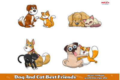 Dog And Cat Best Friends Cartoon Characters