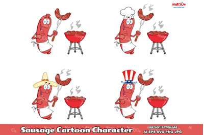 Sausage Cartoon Mascot Character