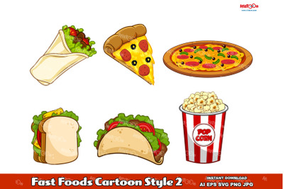 Fast Foods Cartoon Style 2