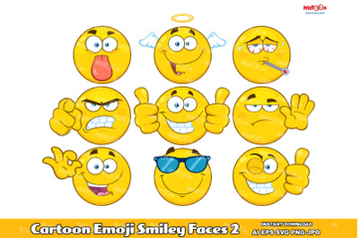 Cartoon Emoji Smiley Faces 2