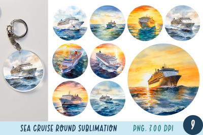 Cruise Sublimation Round Print | Watercolour Cruise PNG