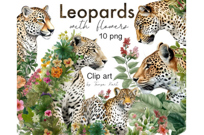 Leopard In Flowers Png Clipart - 10 Png Files