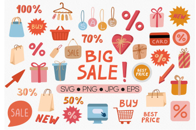 Shopping flat vector collection