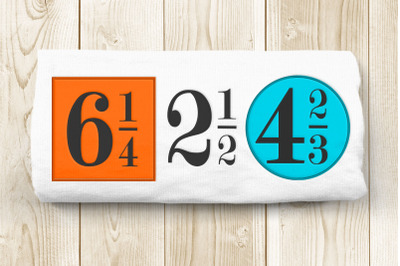 2XL Numbers and Fractions Set | Applique Embroidery