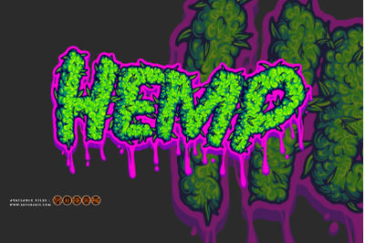 Hemp typeface letter with gooey effect logo illustrations