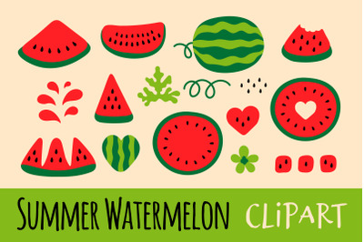 Summer Watermelon Elements Clipart