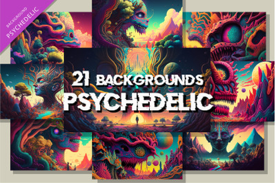 Set of psychedelic backgrounds. Illustration.