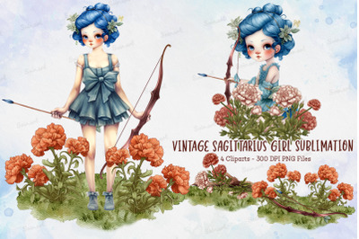 Vintage Sagittarius Girl Sublimation