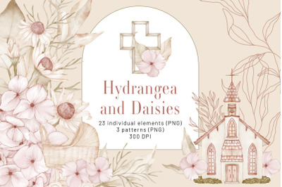 Hydrangea Daisies Clipart Flowers Pattern