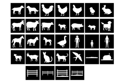 32 Farm Stencil, Farm Animals Stencil, Animals Stencil Templates.
