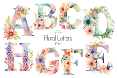 Floral letters clipart