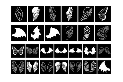 26 Angel Wings Stencil, Butterfly Wing Stencil Digital Templates.