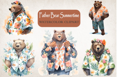 Father Bear Summertime Watercolor Bundle