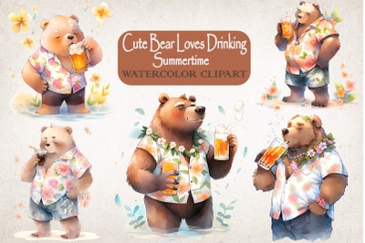 Cute Bear Drinking Summertime Bundle