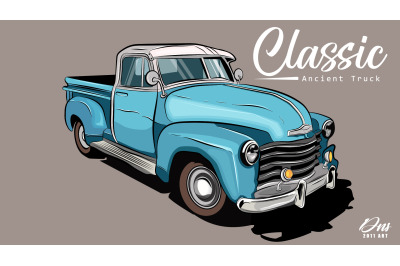 Classic Truck Vector Art Illustration
