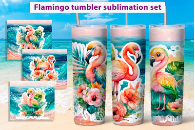 Summer tumbler sublimation png Flamingo tumbler wrap design