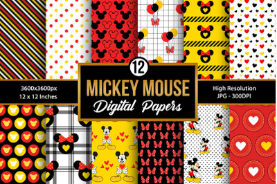 Cute Mickey Mouse Digital Papers