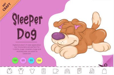 Sleeper Cartoon Dog. Clipart.