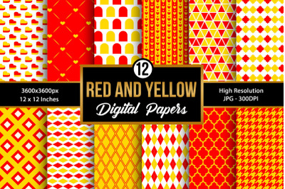 Red and Yellow Seamless Pattern Digital Papers