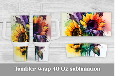 40 oz tumbler designs | Sunflower tumbler wrap