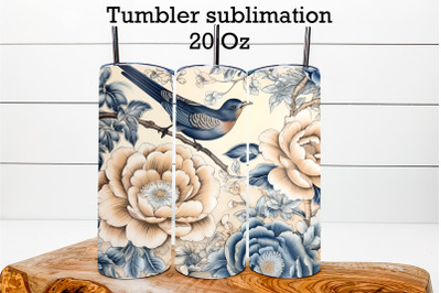 Flower bird tumbler wrap | Flower tumbler sublimation
