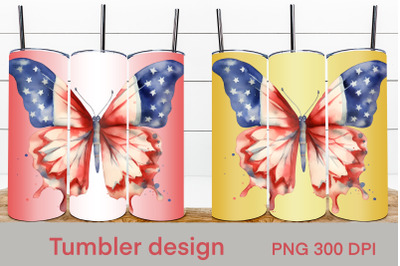 American flag butterfly tumbler | Patriotic tumbler wrap