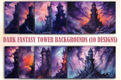Watercolor Dark Fantasy Tower Backgrounds