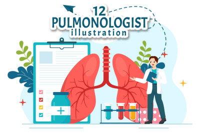 12 Pulmonologist Vector Illustration