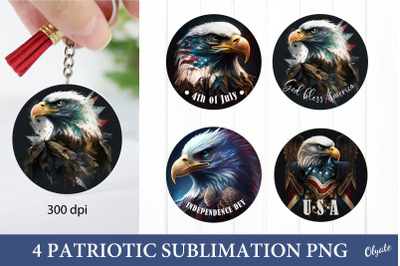 Patriotic Eagle Keychain PNG. Eagle Keychain Sublimation