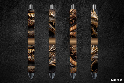 Tooled Leather Dragon Pen Wraps | Sublimation Bundle