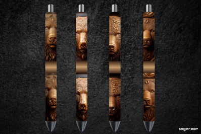 Tooled Leather Bear Pen Wraps | Sublimation Bundle